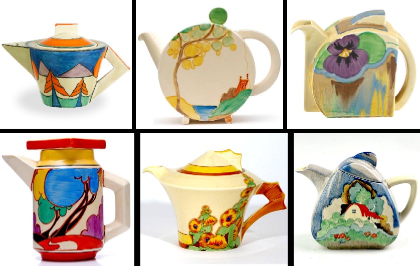 Bizarre Ware Ceramic Shaped Tea Pots, Cliff